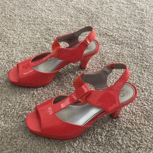 Bright  orange-pinkish high heels